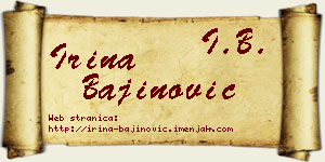 Irina Bajinović vizit kartica